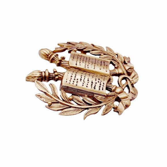 Liberty of Congress Symbol of Knowledge Brooch Pin Gold Tone Museum Reproduction - Picture 2 of 7
